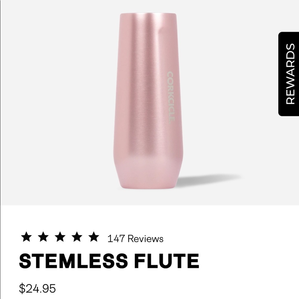 New Corkcicle Rose Gold Champagne Flute